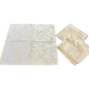 Set (3) Yellow Mistletoe Holly Paisley Style Embossed Napkins Table Linens READ